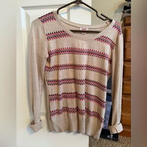 Mossimo Supply Co. Beige and Pink Striped Sweater